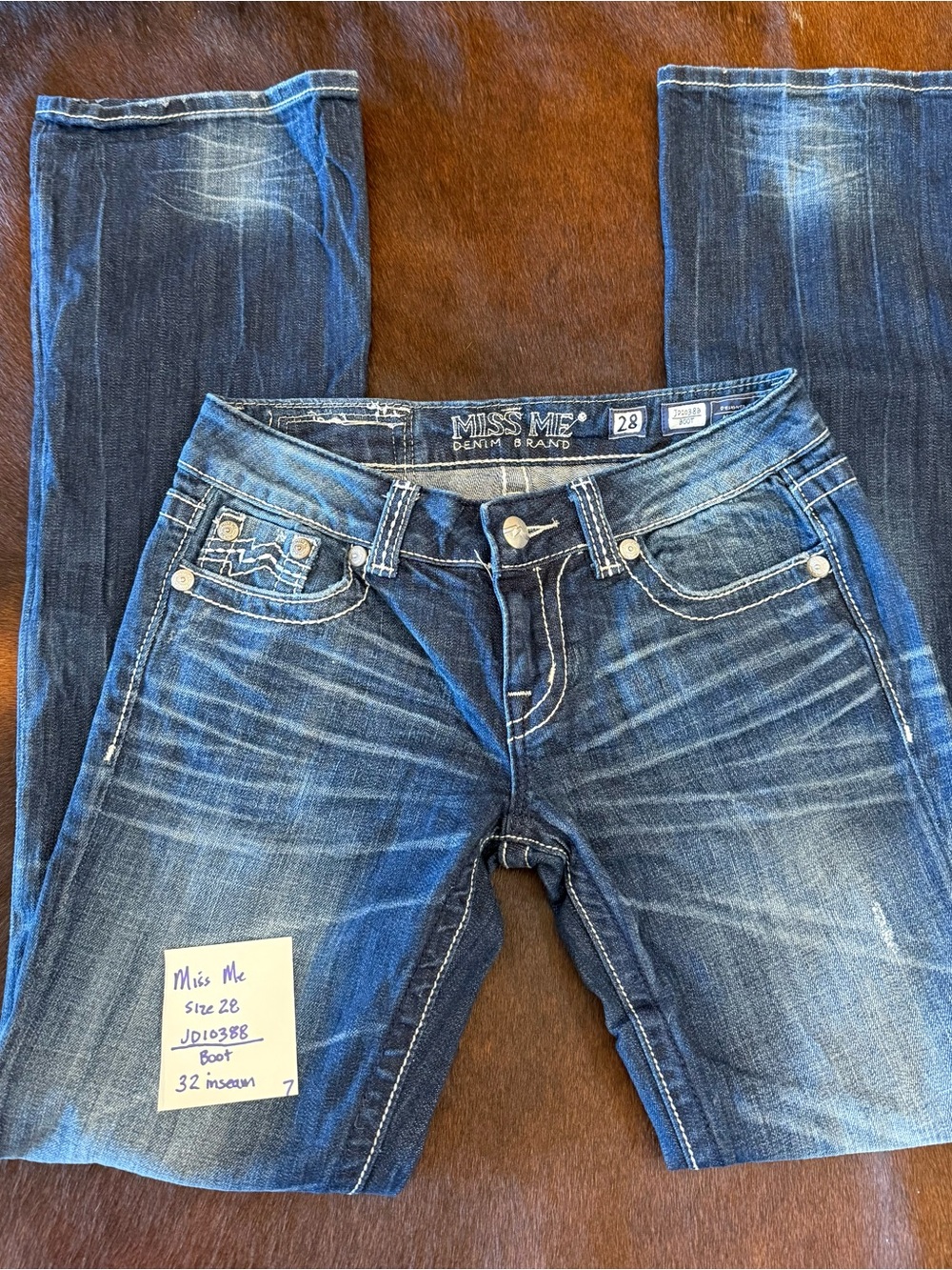 Miss Me Blue Boot Cut Jeans - Women's size 28 L 32